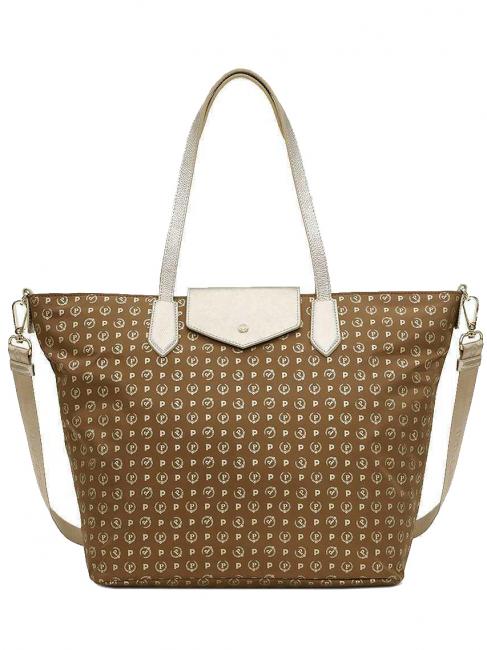 POLLINI HERITAGE SOFT HERITAGE SOFT Bolso shopper, con bandolera bolso heritage de nailon suave marr&oacute;n / dorado - Bolsos Mujer