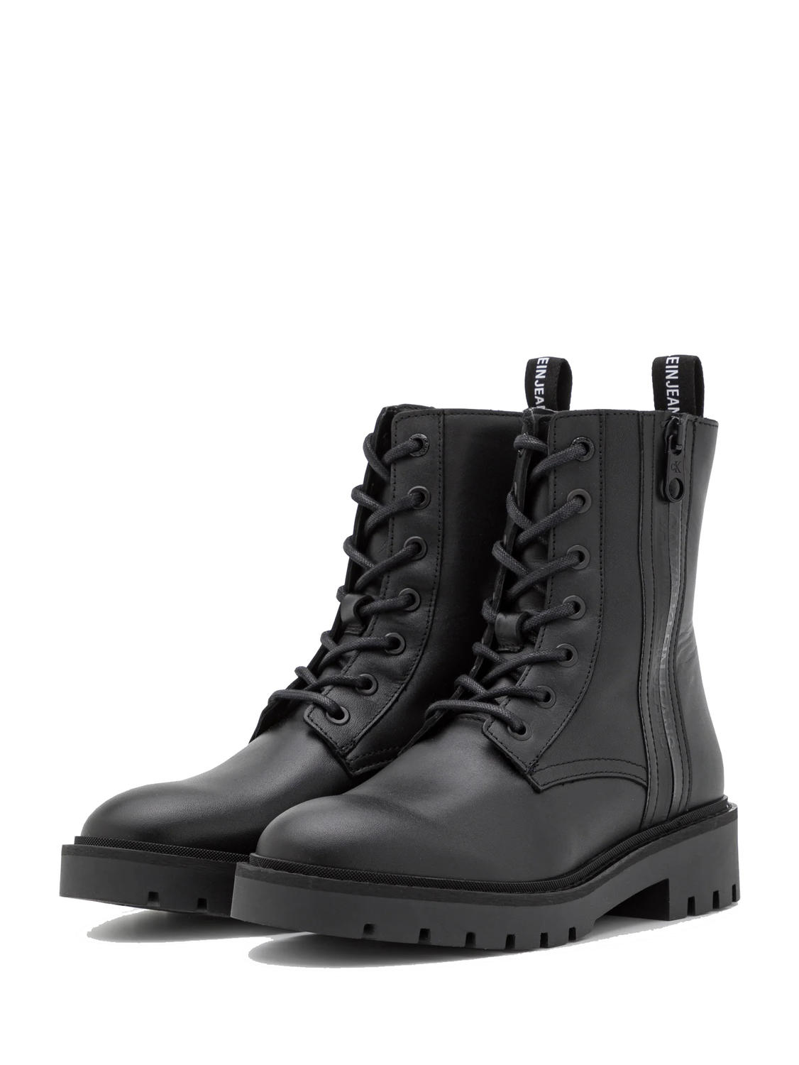 Calvin Klein Ck Jeans Combat Botines De Piel Ck Negro - ¡Compra A Precios  De Outlet!