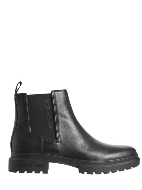 CALVIN KLEIN ck jeans cleated mid chelsea stivali pelle Botas chelsea Ck negro - Zapatos Mujer