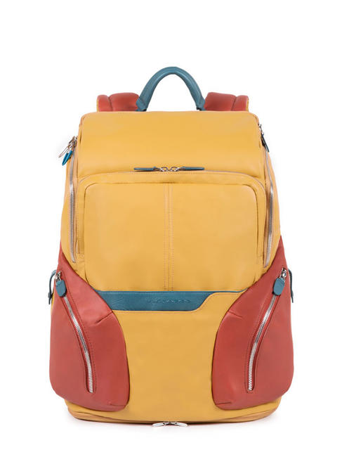 PIQUADRO Mochilas COLEOS Large, con cubre mochila y cubierta amarillo - Mochilas para portátil