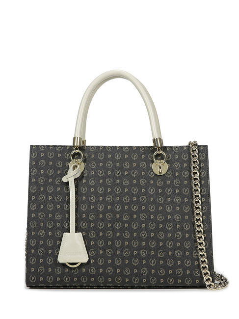 POLLINI Heritage Classic Maletín de mano, con bandolera Negro / marfil - Bolsos Mujer