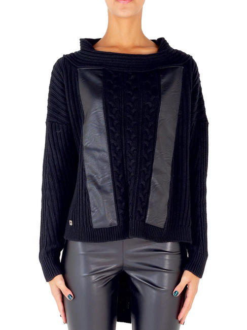 MANILA GRACE   Jersey asimétrico de gran tamaño con aplicaciones negro - Suéteres de mujer
