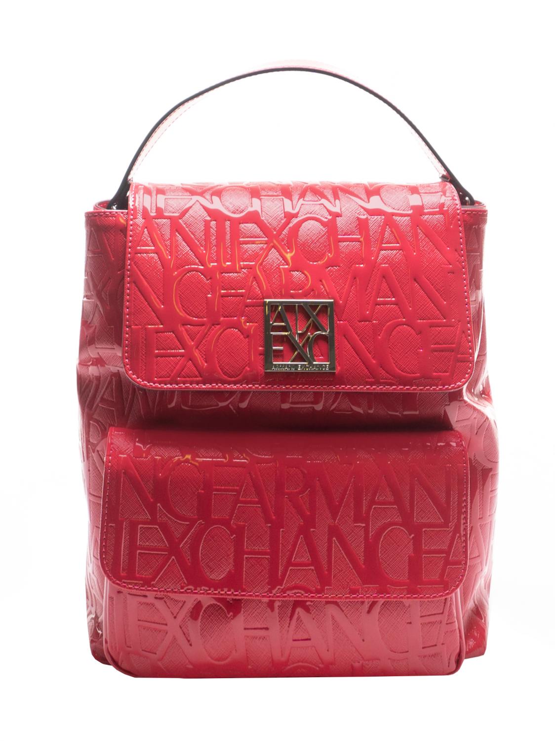 Armani Exchange Mini Mochila Efecto Charol Grabar Rojo - ¡Compra A Precios  De Outlet!