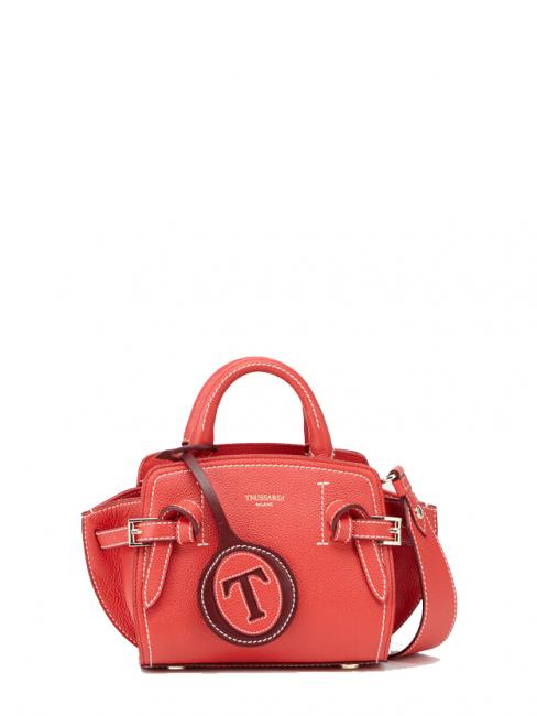 TRUSSARDI GITA Bicolor Micro bolso de mano con bandolera coral / burdeos - Bolsos Mujer