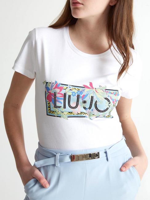 LIUJO MODA Camiseta de algodón con estampado liujo blanco oc / flores - camiseta