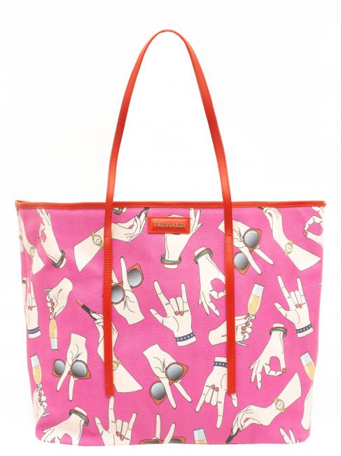 TRUSSARDI Shopping bag maxi con stampa all over  Fucsia - Bolsos Mujer