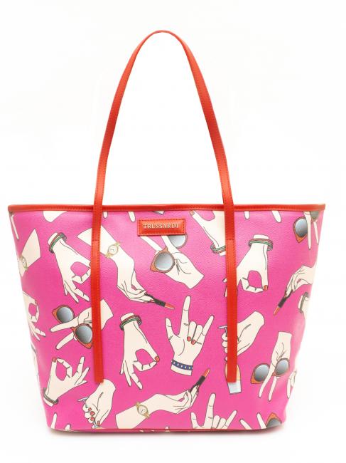 TRUSSARDI Shopping bag con stampa all over  Fucsia - Bolsos Mujer