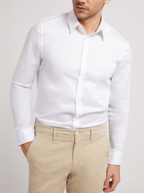 GUESS SUNSET Camisa de algodón elástico purwhite - Camisas de hombre