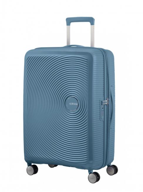 AMERICAN TOURISTER SOUNDBOX SPINNER Carro mediano, expandible piedra azul - Trolley Rígidos