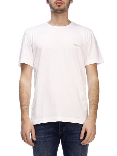 CALVIN KLEIN CHEST LOGO Camiseta de algodón beige pedregoso - camiseta