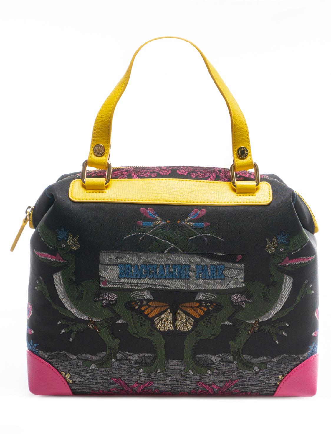 Braccialini Jacquard Bolso Con Bandolera Negro / Dinosaurio - ¡Compra A  Precios De Outlet!