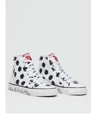 MANILA GRACE Sneaker high top a pois in canvas  - Zapatos Mujer