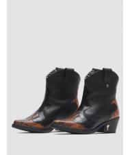 MANILA GRACE Stivaletto camperos basso in pelle con inserti pitonati  - Zapatos Mujer