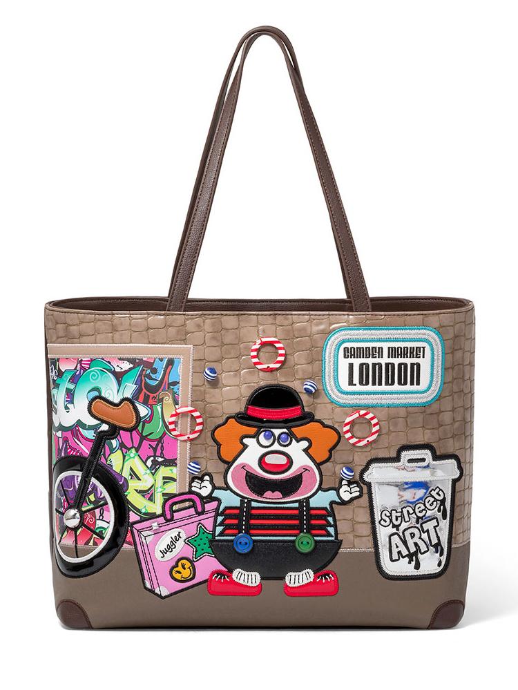 Braccialini Cartoline London Bolso Shopper Hombro Negro - ¡Compra A De Outlet!