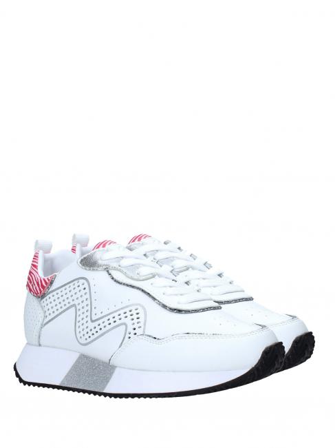 MANILA GRACE Sneaker running in pelle inserto zebrato  blanco / fucsia - Zapatos Mujer