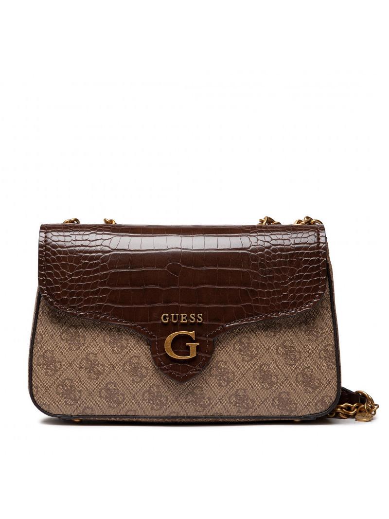Guess Rossana Convertible Bolso Bandolera Con Solapa Logotipo De Café Con Leche Marrón - ¡Compra A De Outlet!