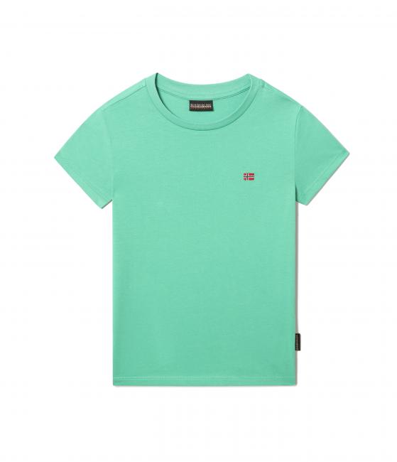 NAPAPIJRI K SALIS SS 2 Camiseta de algodón con microbandera abeto verde - Camiseta niño