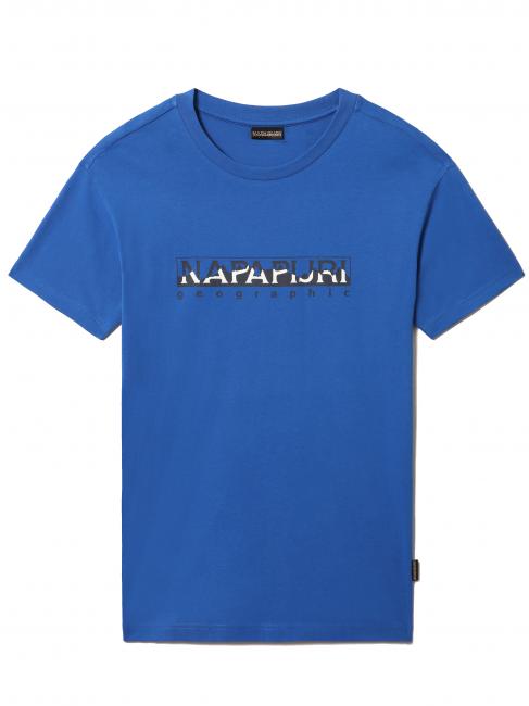 NAPAPIJRI S-SELLA SS Camiseta de algodón con logo y cuello redondo paracaidista azul - camiseta
