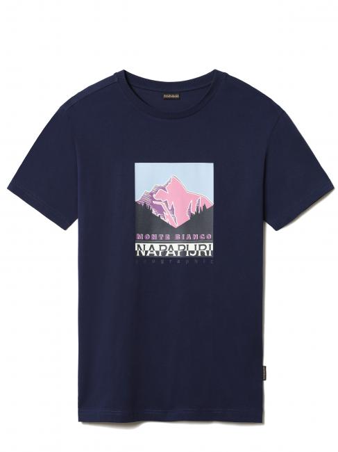 NAPAPIJRI S-QUINTINO Camiseta de cuello redondo de algodón con estampado azul medieval - camiseta