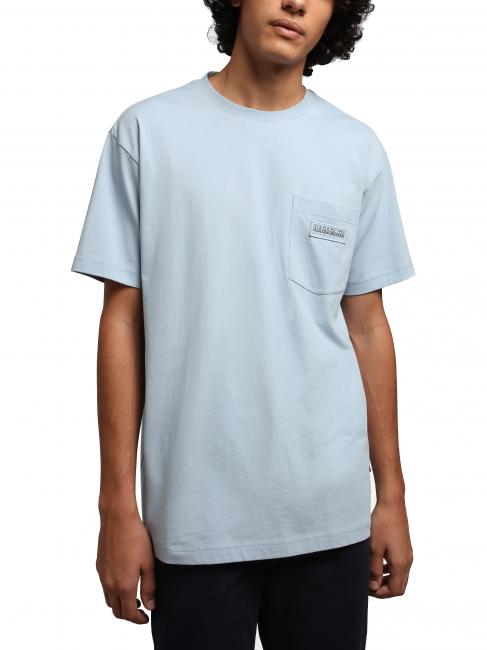 NAPAPIJRI S-MORGEX Camiseta de cuello redondo de algodón con micrologotipo niebla azul - camiseta