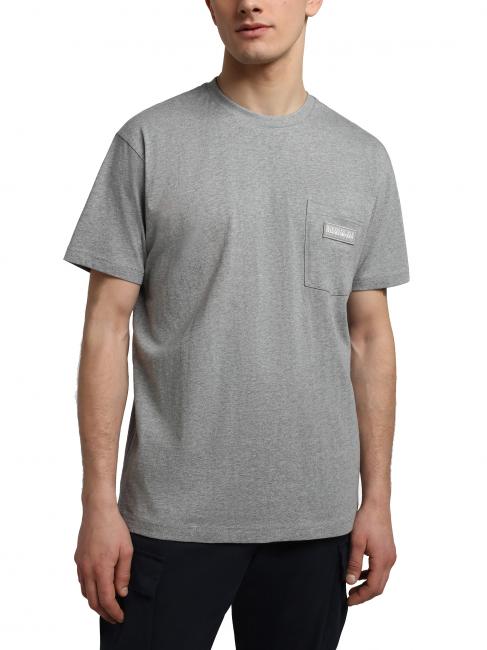 NAPAPIJRI S-MORGEX Camiseta de cuello redondo de algodón con micrologotipo mezcla gris medio - camiseta