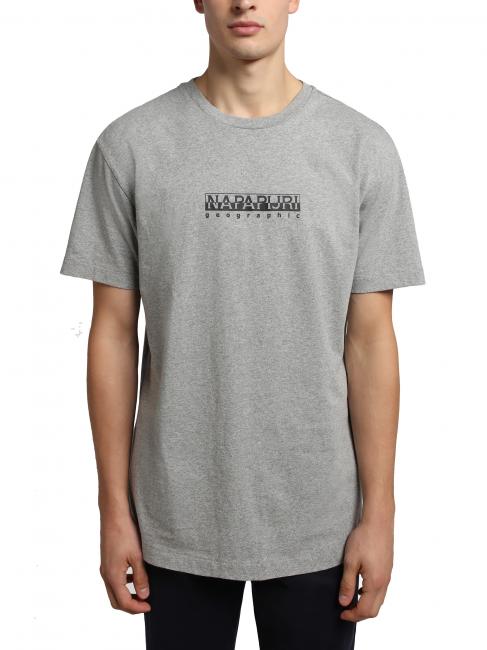 NAPAPIJRI S-BOX SS Camiseta de algodón con cuadro de logo mezcla gris medio - camiseta