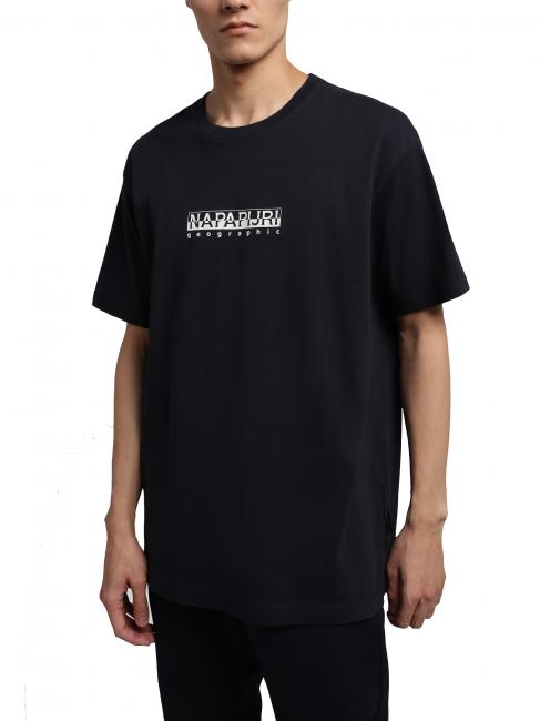 NAPAPIJRI S-BOX SS Camiseta de algodón con cuadro de logo blu marine - camiseta