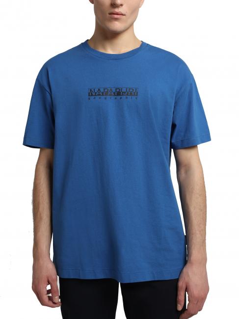 NAPAPIJRI S-BOX SS Camiseta de algodón con cuadro de logo paracaidista azul - camiseta