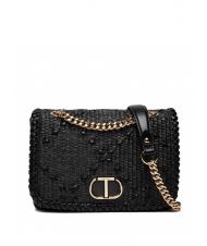 TWINSET STRAW EMBROIDERY Bolso bandolera peque&ntilde;o con solapa - Bolsos Mujer