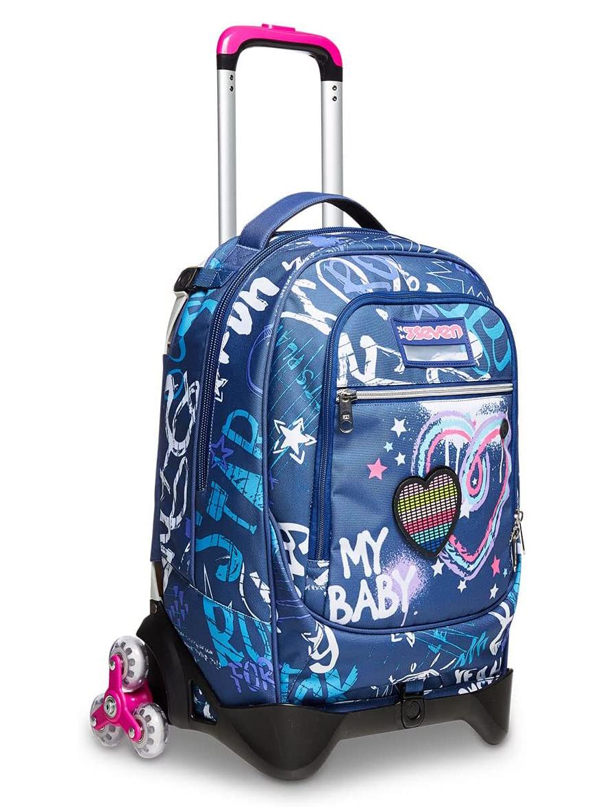 Seven Rock On Girl Mochila Trolley Con Ruedas Triples Azul Crepuscular - ¡Compra Le Sac!