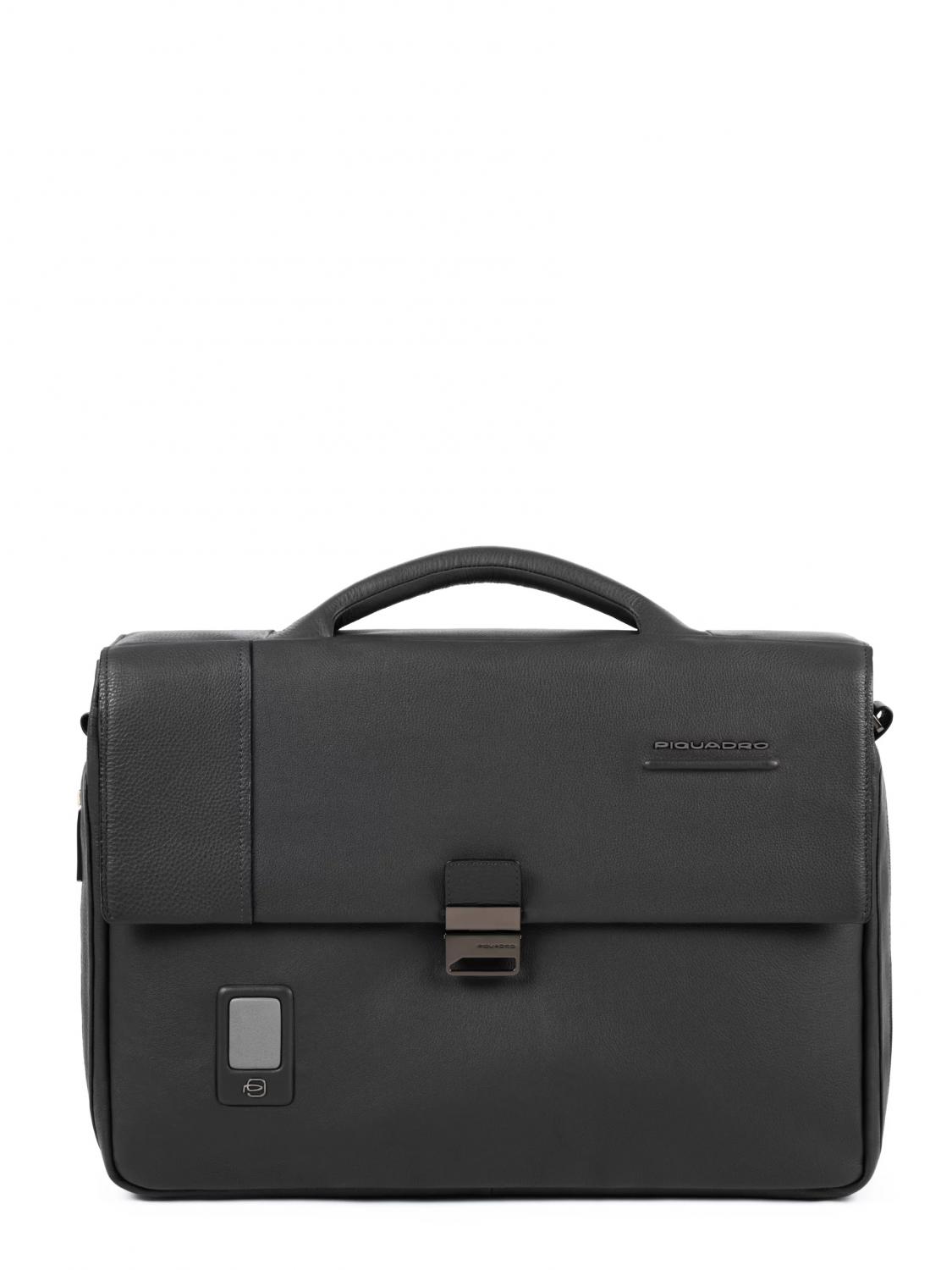 Piquadro Akron Maletin De Piel Extensible Porta Pc De 15 6 Negro Compra A Precios De Outlet