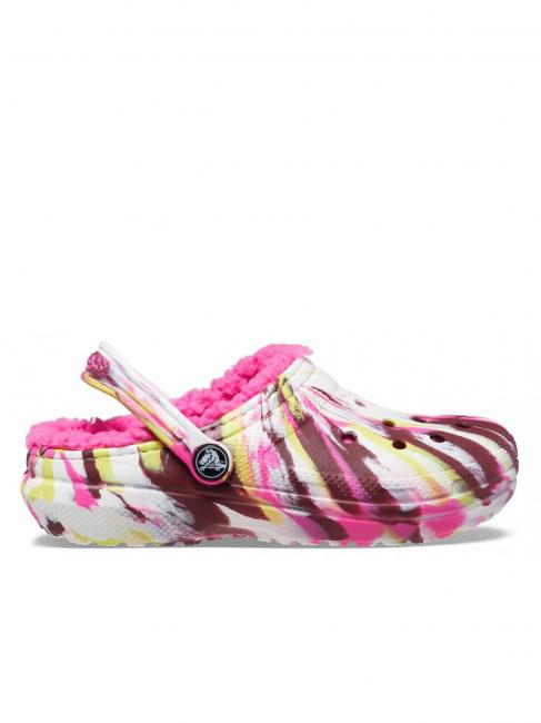 CROCS CLASSIC LINED MARBLED GLOG TODDLER Zueco acolchado rosa eléctrico / multicolor - Zapatos de bebé
