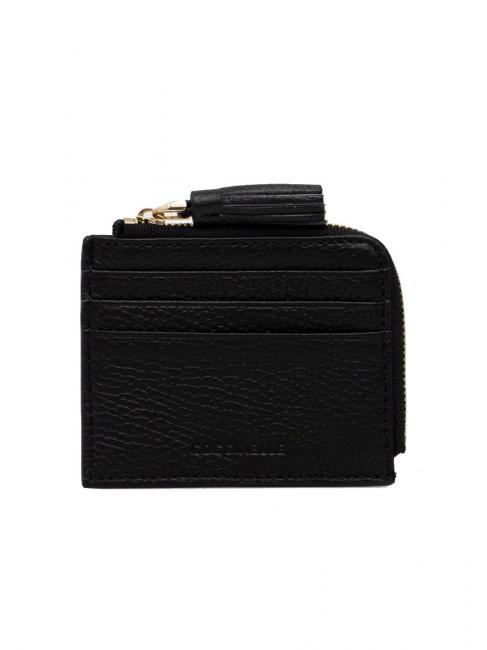 COCCINELLE TASSEL Tarjetero con cremallera en piel martillada negro - Carteras Mujer