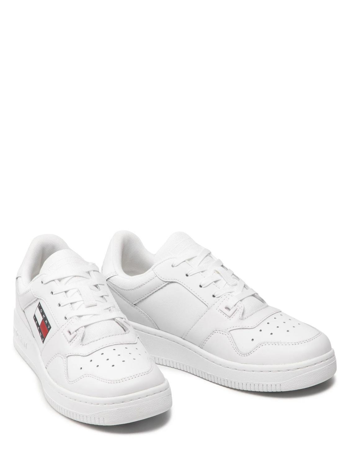 Tommy Hilfiger Tommy Jeans Retro Basket Zapatillas De Cuero Blanco -  ¡Compra A Precios De Outlet!