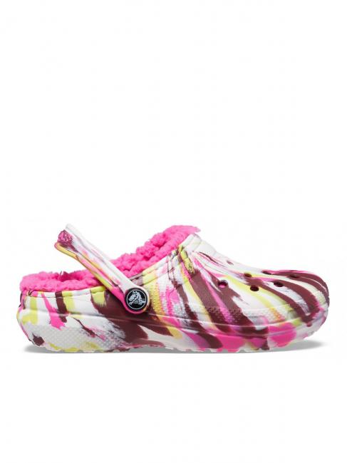 CROCS CLASSIC LINED MARBLED CLOG KIDS Zueco acolchado rosa eléctrico / multicolor - Zapatos de bebé
