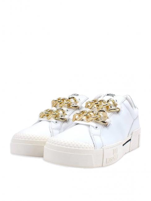 LOVE MOSCHINO Sneaker in pelle con catena  blanco - Zapatos Mujer