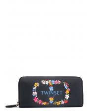 TWINSET Portafoglio Zip Around logotipo floral - Carteras Mujer