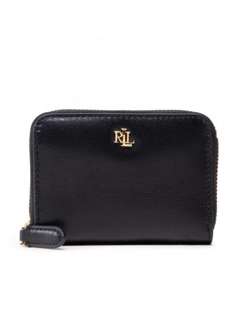 RALPH LAUREN RL LOGO Cartera pequeña de piel con cremallera negro 3 - Carteras Mujer