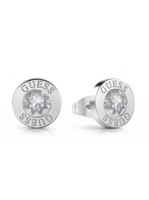 GUESS CLEAR CRYSTAL AND LOGO STUDS Aretes SILVER - Pendientes