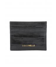 COCCINELLE METALLIC CROCO Tarjetero de piel con estampado de cocodrilo negro - Carteras Mujer - 1