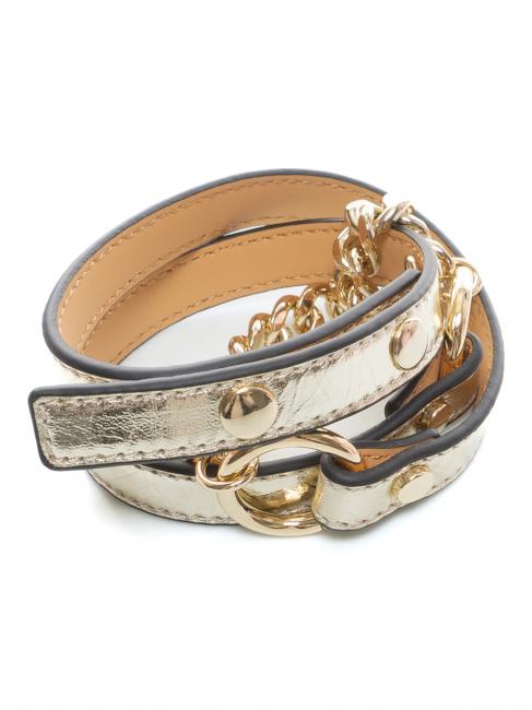 COCCINELLE Cintura sottile in pelle laminata con cadena metalica Oro brillante - Cinturones