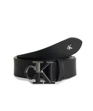 CALVIN KLEIN CK JEANS MONOGRAM PLAQUE Cintur&oacute;n de cuero negro - Cinturones - 1