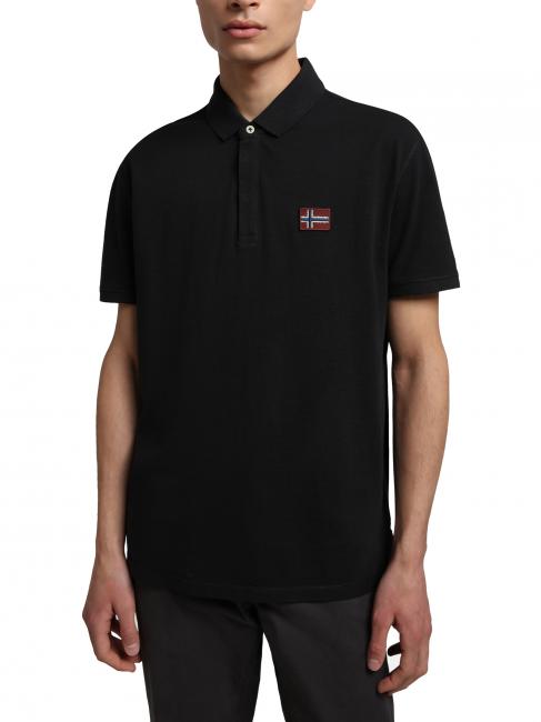 NAPAPIJRI EBEA 1 Polo de piqué ligero con bandera de algodón negro 041 - camisa polo