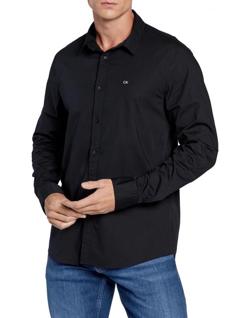 CALVIN KLEIN STRETCH POPLIN Camisa de algodón slim fit Ck negro - Camisas de hombre
