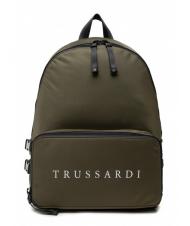 TRUSSARDI SPEEDY LETTERING Mochila de nailon, soporte para PC de 15,6" verde oliva / hueso - Mochilas para port&aacute;til - 1