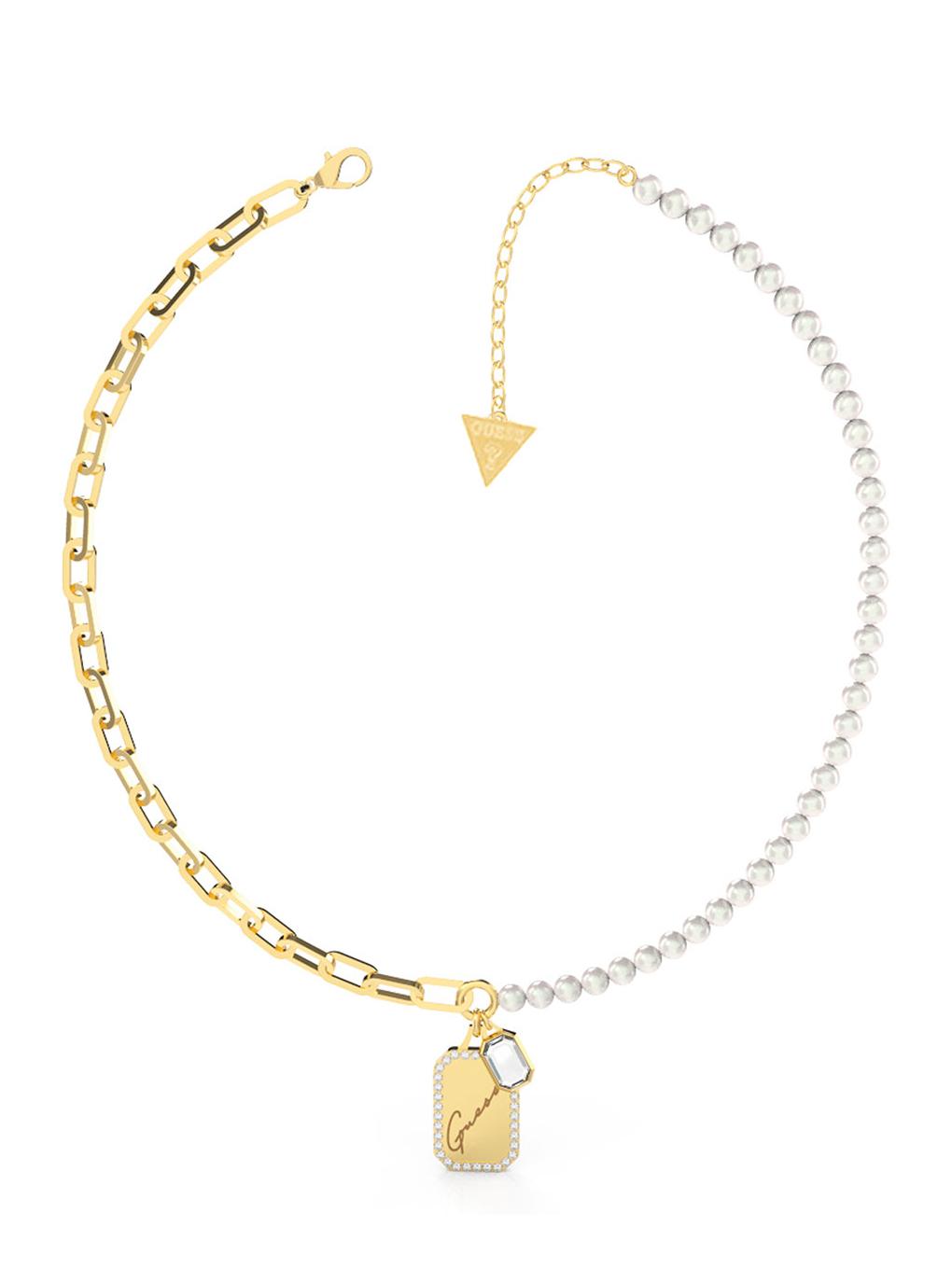 Guess Crystal Tag Pearl Perlas Y Cristales Oro Amarillo - ¡Compra A De Outlet!