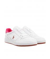 RALPH LAUREN POLO LACE Zapatillas de cuero blanco/rosa fuerte - Zapatos Hombre - 1