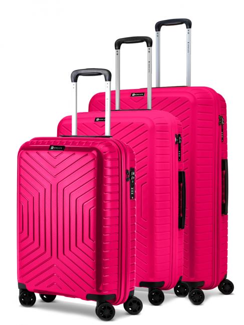 R RONCATO HEXA Set de 3 carros: cabina + mediano + grande fucsia - Set Trolley