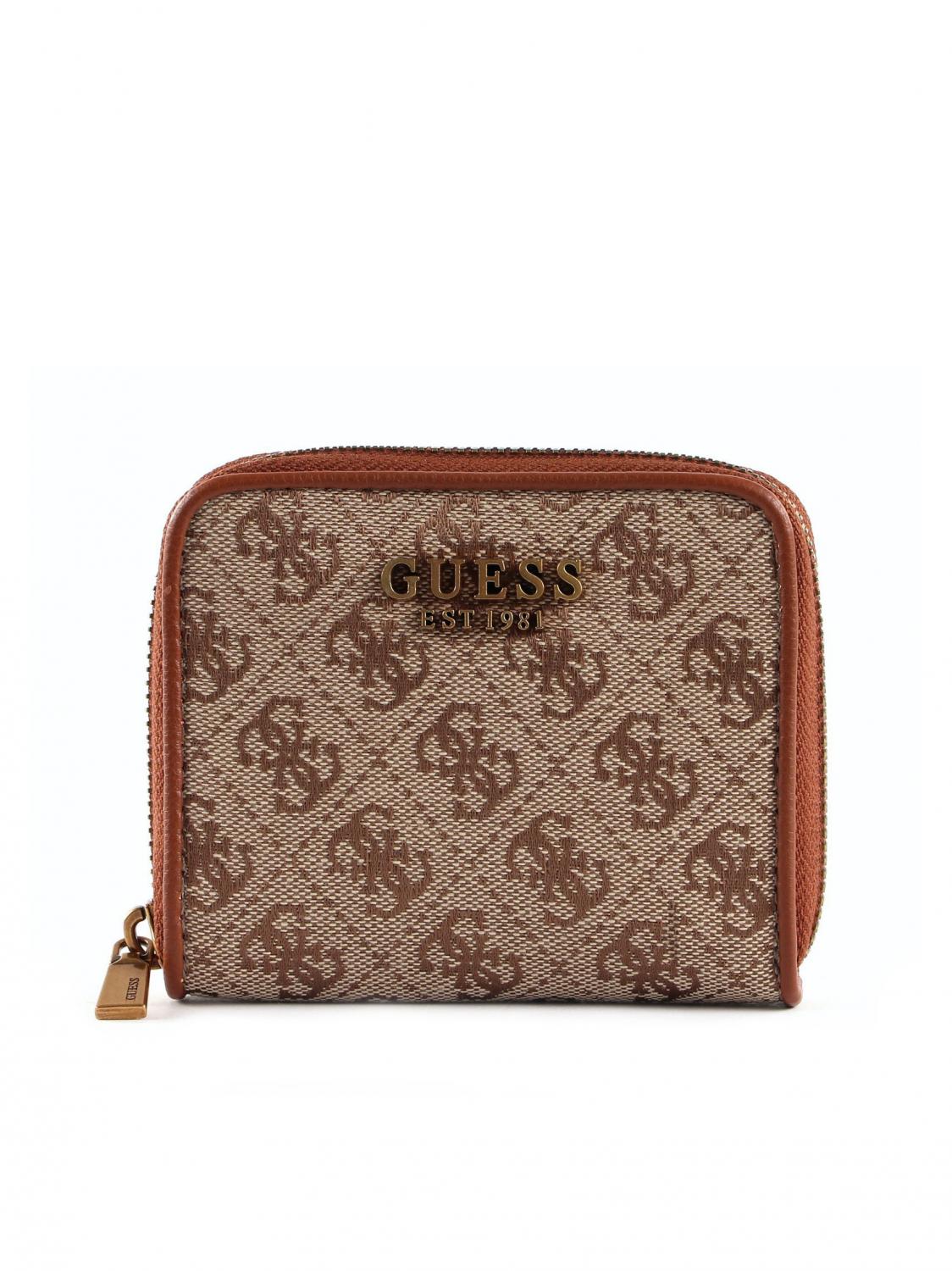 Cartera Pequeña Guess Chocolate Rayas