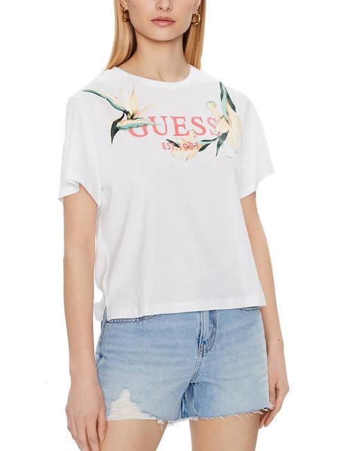 GUESS LOGO FLOWERS Camiseta de algodón purwhite - camiseta